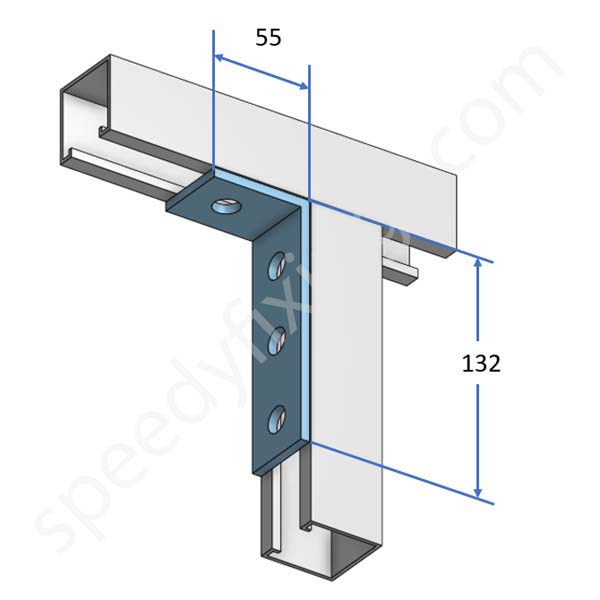 90 deg Angle Bracket 3 hole, 1 hole (132x55) - Image 2