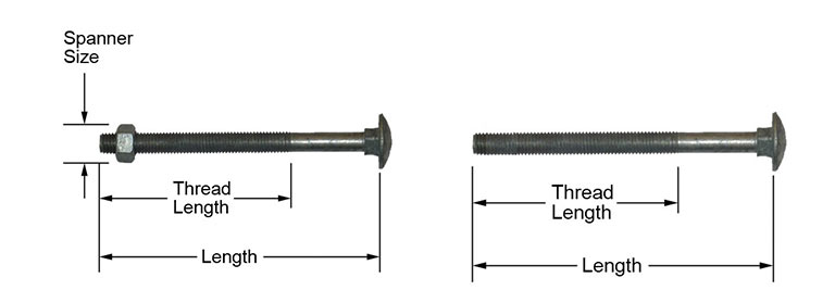 Measure coach bolts