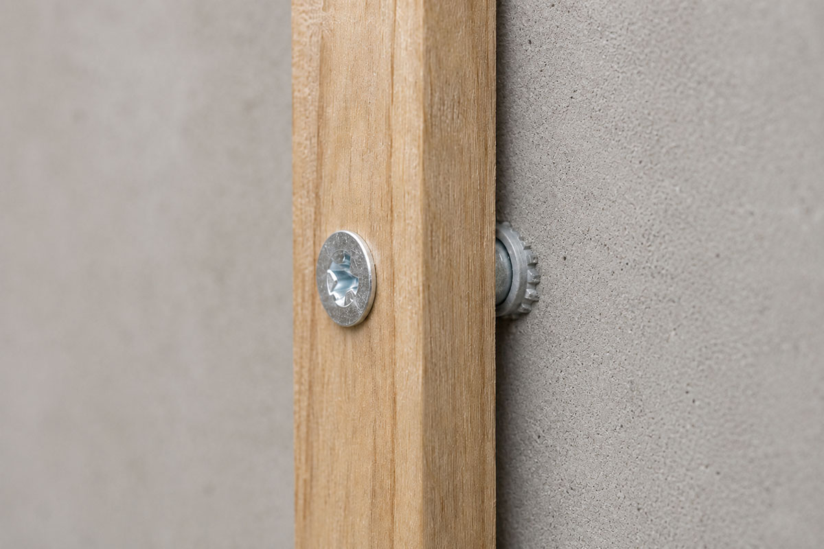 Hammer in screw with wooden bracket